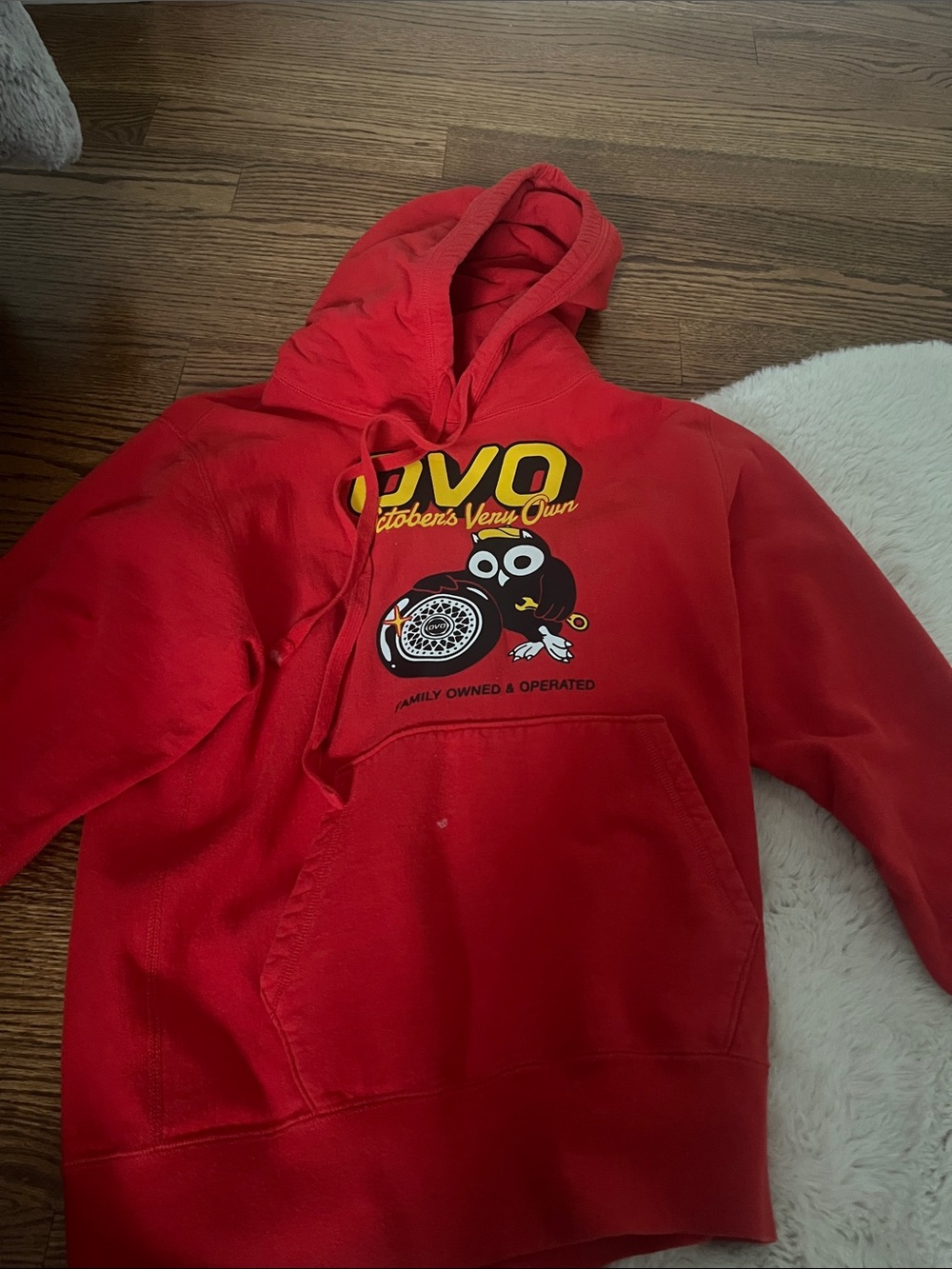 OVO Red Hoodie with Graphic Logo